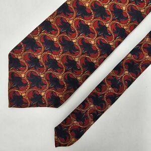 CHRISTIAN DIOR MONSIEUR SILK TIE VINTAGE BLUE RED FLORAL PATTERN 3.75" X 56"